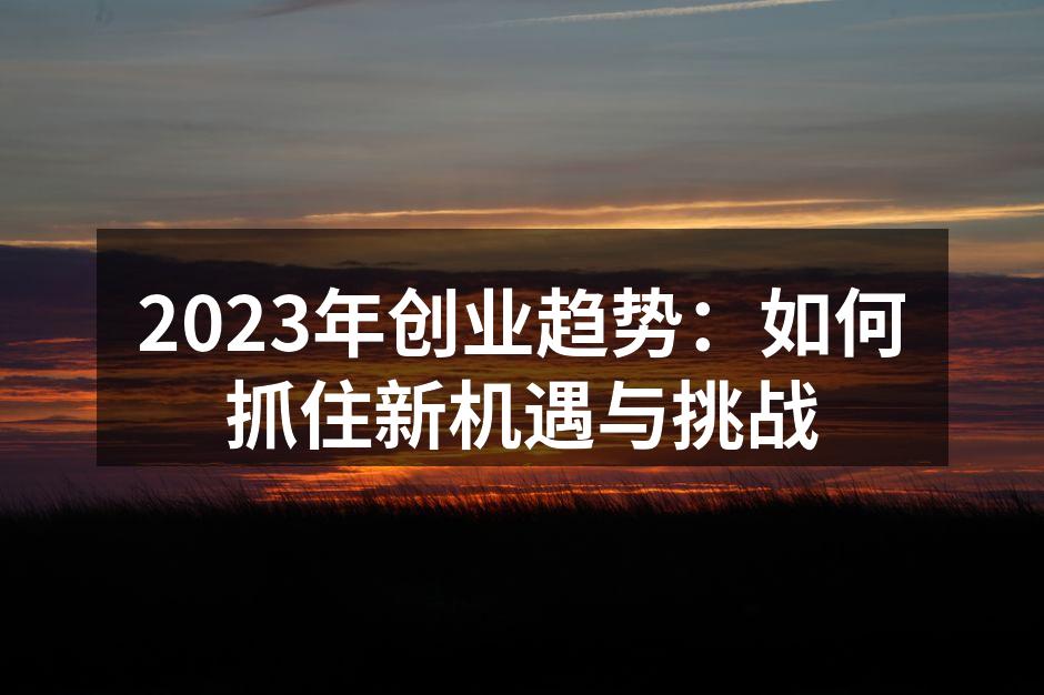 2023年创业趋势：如何抓住新机遇与挑战